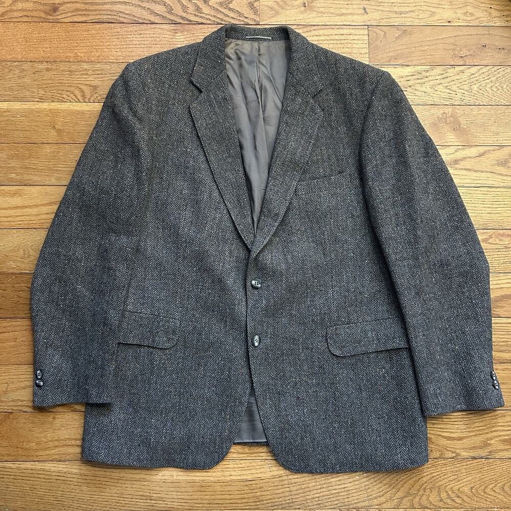 Magee Handwoven Donegal Tweed 100% Wool Herringbone Suit Blazer Jacket 46L